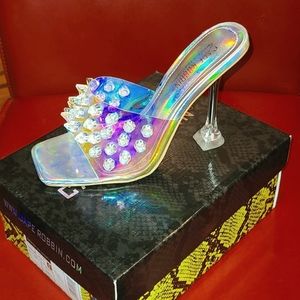 Cape Robbin Crystaline Iridescent Spiked Sandals Size 6